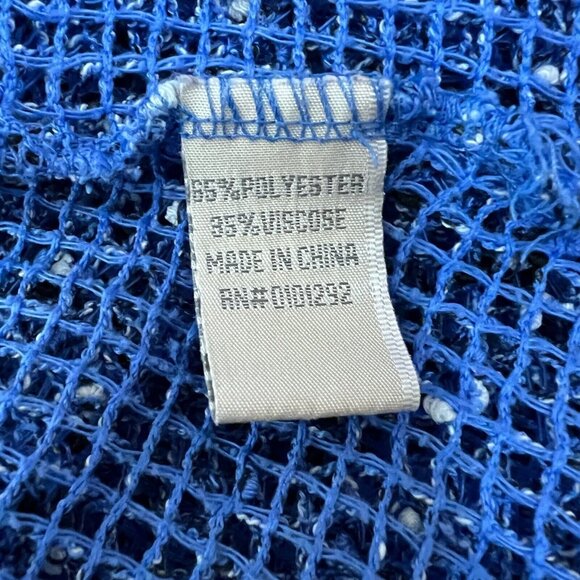 Lulu B Tunic Top‎ Womens XL Blue Net Mesh Mermaid Fishnet Open Knit 3/4 Sleeve - Picture 9 of 10